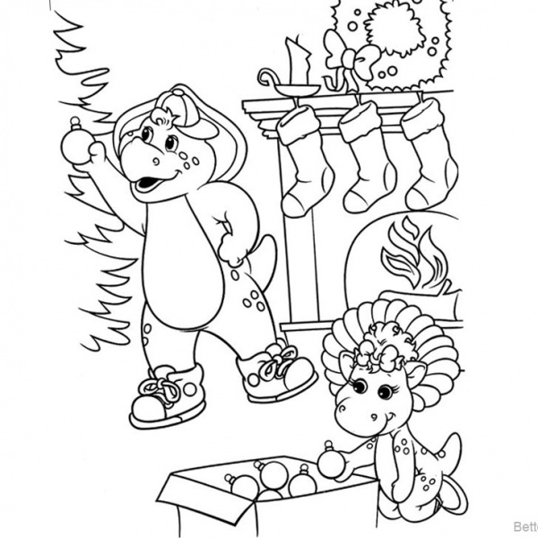 Barney amp Friends Coloring Pages - Barney Coloring Pages Happy Christmas 600x600 