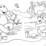 Barney Coloring Pages Happy Picnic