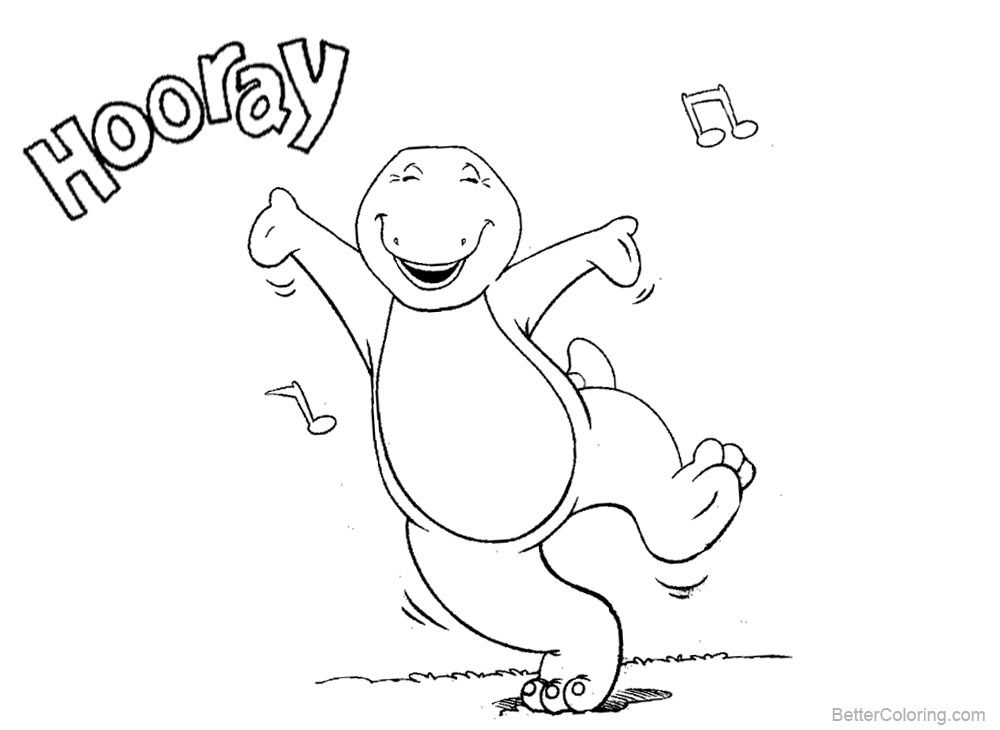 Barney Coloring Pages Hooray printable for free