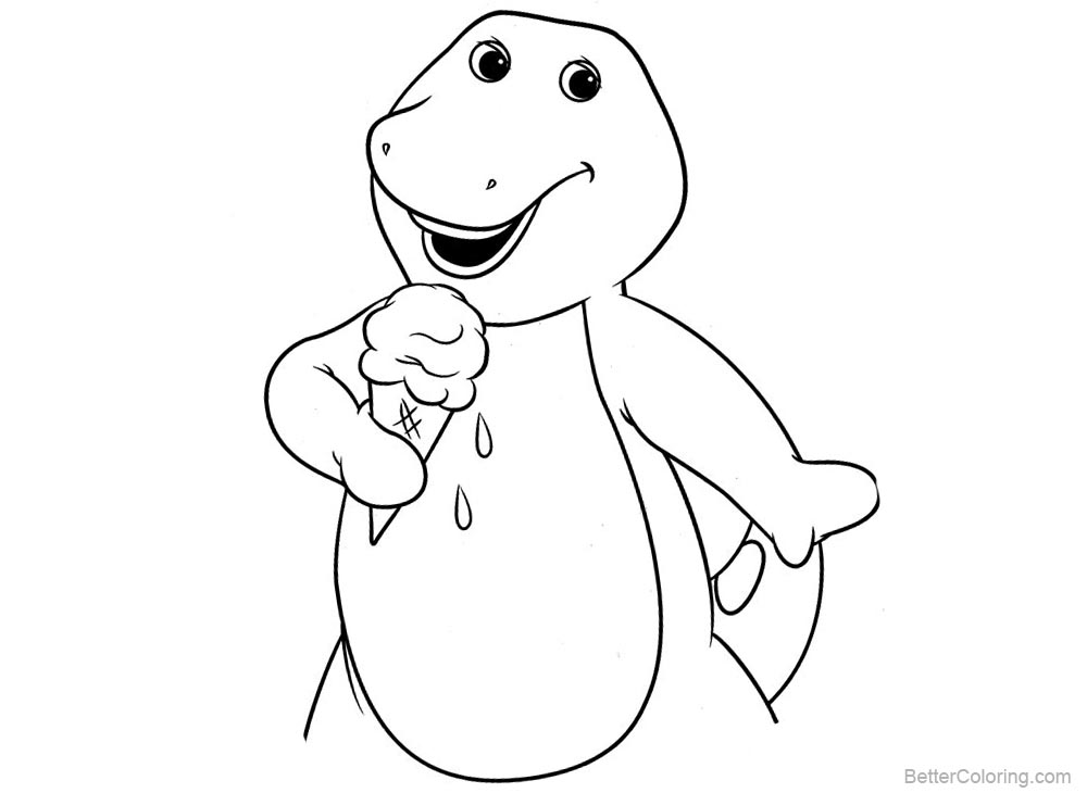 Barney Coloring Pages Ice cream printable for free