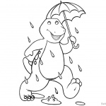 Barney Coloring Pages It's Raining