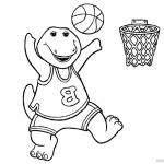 Barney Coloring Pages Play Basketball