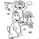 Barney Coloring Pages Play with Butterfly