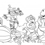 Barney Coloring Pages Pumpkin Harvest