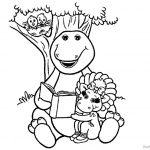 Barney Coloring Pages Reading Under the Tree