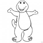 Barney Coloring Pages Simple Line Drawing