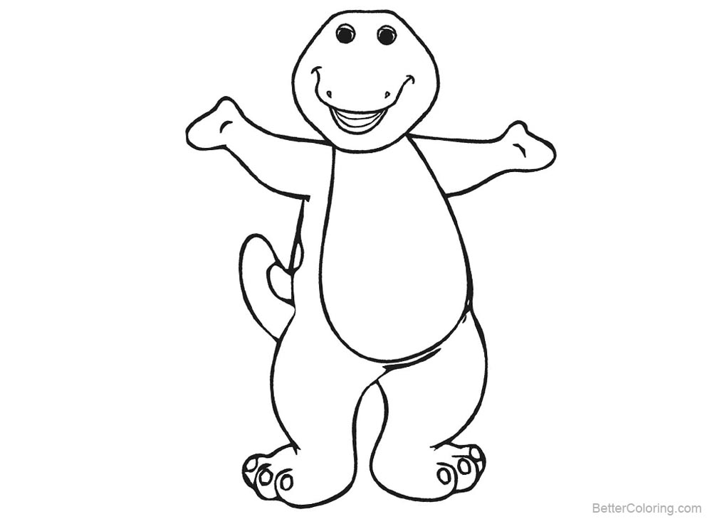 Barney Coloring Pages Simple Line Drawing printable for free