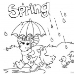 Barney Coloring Pages Spring Raining