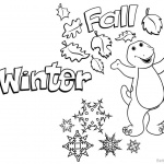 Barney Coloring Pages Winter and Fall