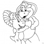 Barney Coloring Pages with An Apple