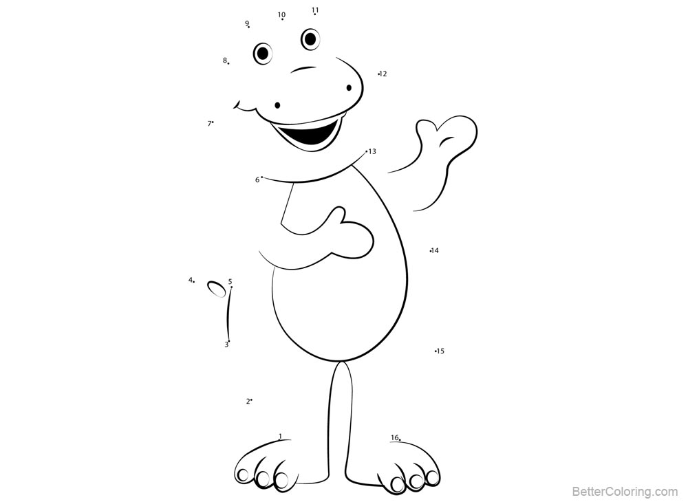 Barney Connect the Dots Coloring Pages printable for free