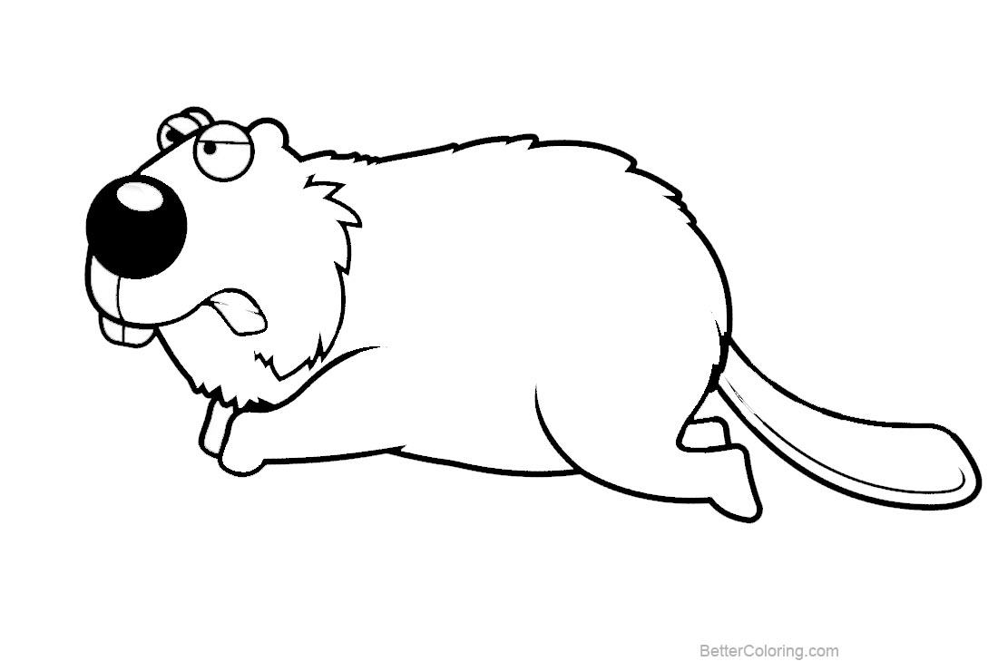 Free Beaver Coloring Pages Running Line Art printable