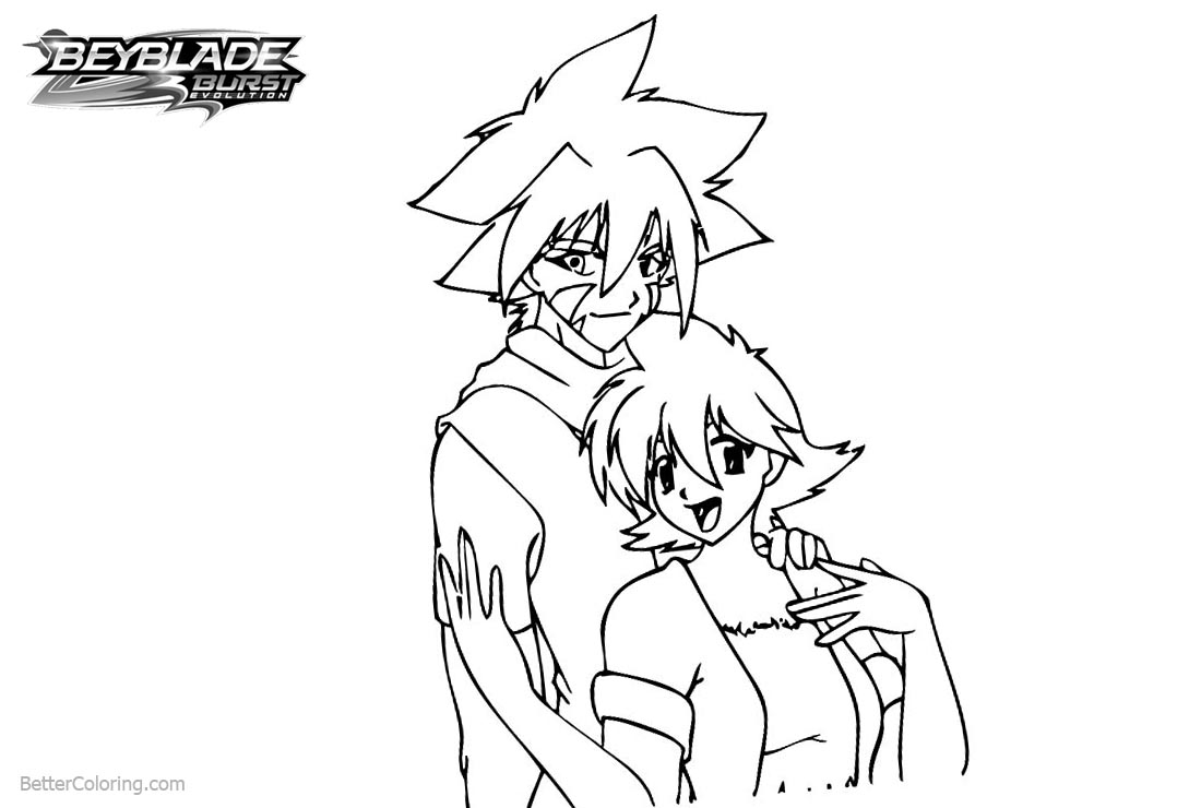 Free Beyblade Burst Coloring Pages Kai and Girlfriend printable
