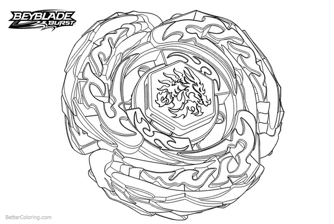 Beyblade Burst Evolution Coloring Pages with Dragon - Free Printable