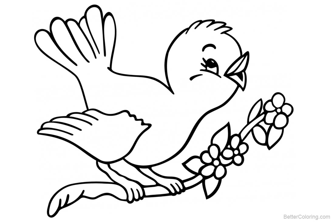 Birds Coloring Pages Cute Bird Singing - Free Printable Coloring Pages