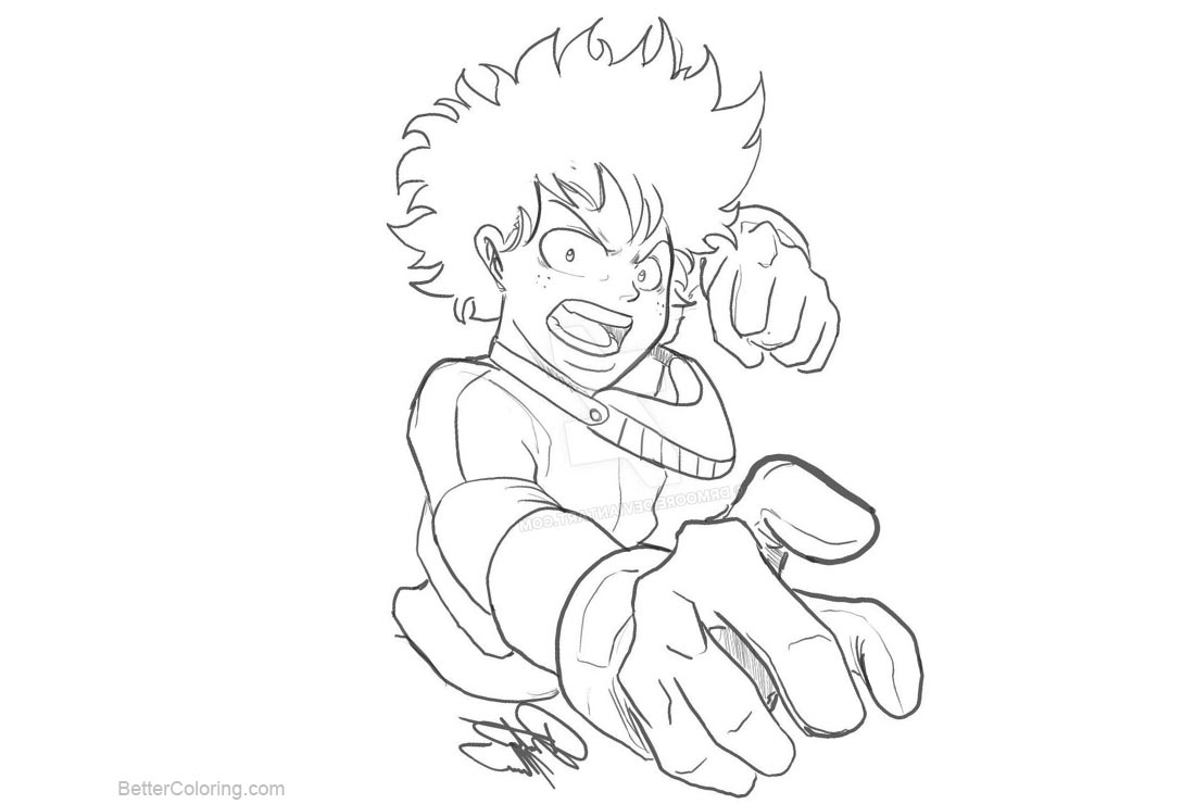 Boku No Hero Academia Coloring Pages Izuku Deku Midoriya by drmoore