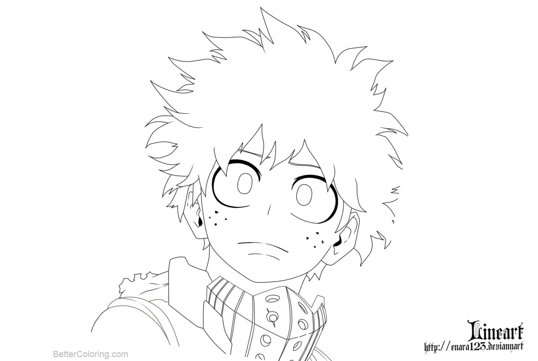 Boku No Hero Academia Coloring Pages Izuku Midoriya by enara123 - Free