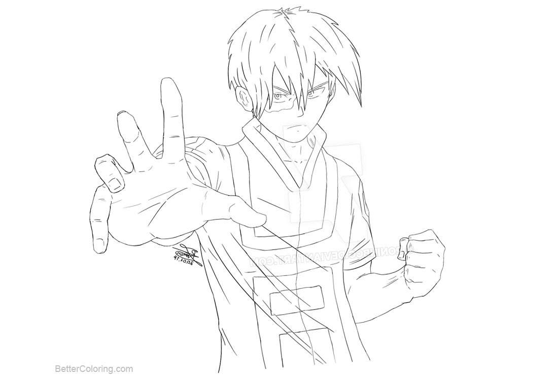 Boku No Hero Academia Coloring Pages Todoroki lineart by roninbcg