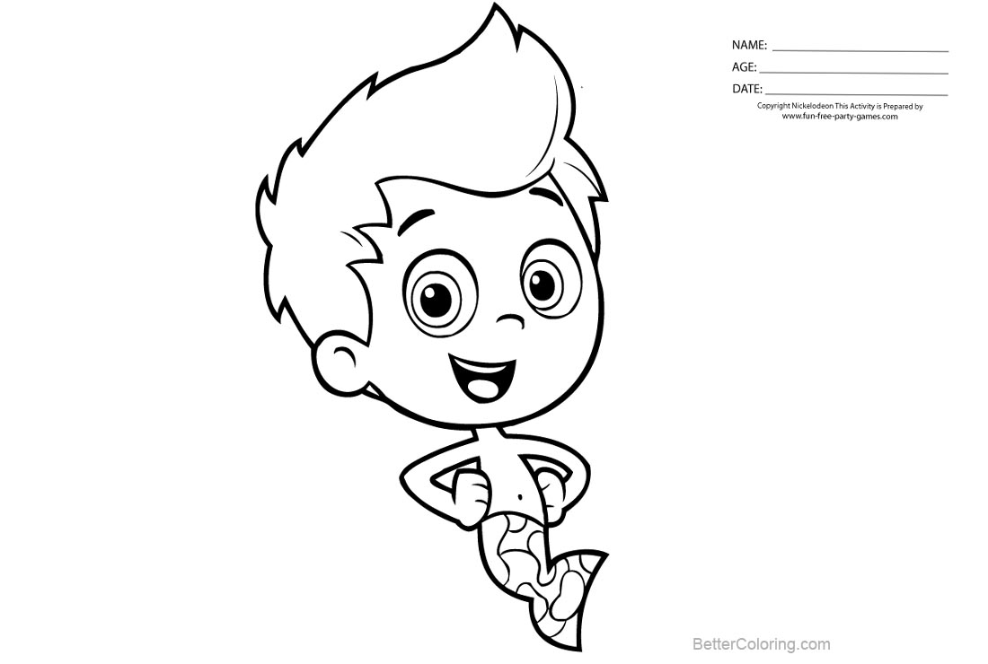 Free Bubble Guppies Coloring Pages Gil Clipart printable