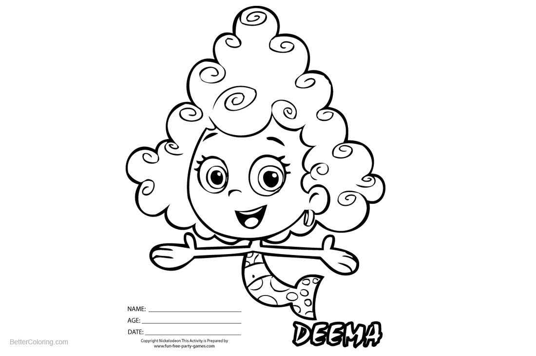 Bubble Guppies Deema Coloring Pages printable for free