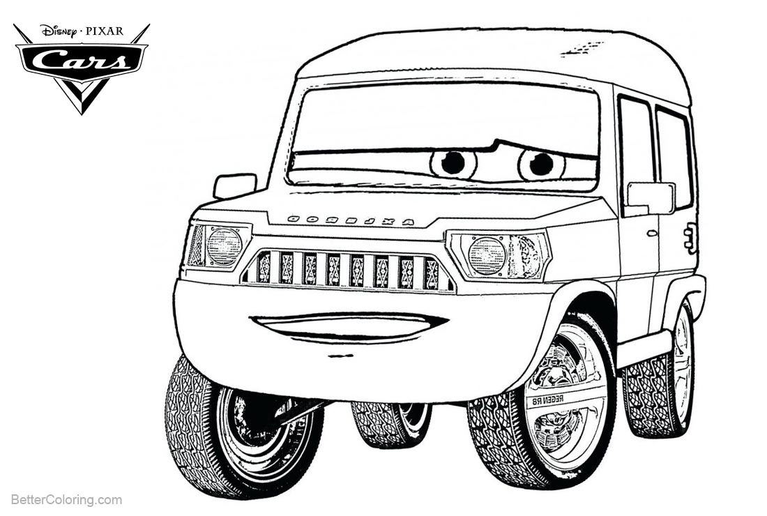 Cars Pixar Coloring Pages Character Lineart - Free Printable Coloring Pages