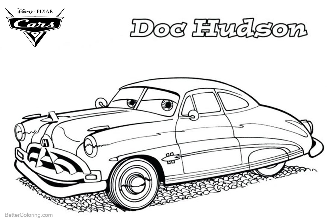 Cars Pixar Coloring Pages Doc Hudson Line Drawing Free Printable Cars Pixar Coloring Pages Doc Hudson Line Drawing Free Printable