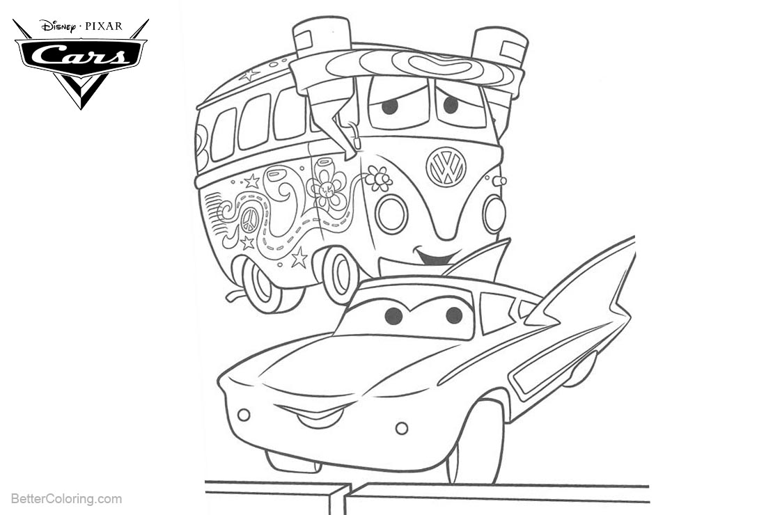 Download Cars Pixar Coloring Pages Fillmore and Lighting McQueen ...