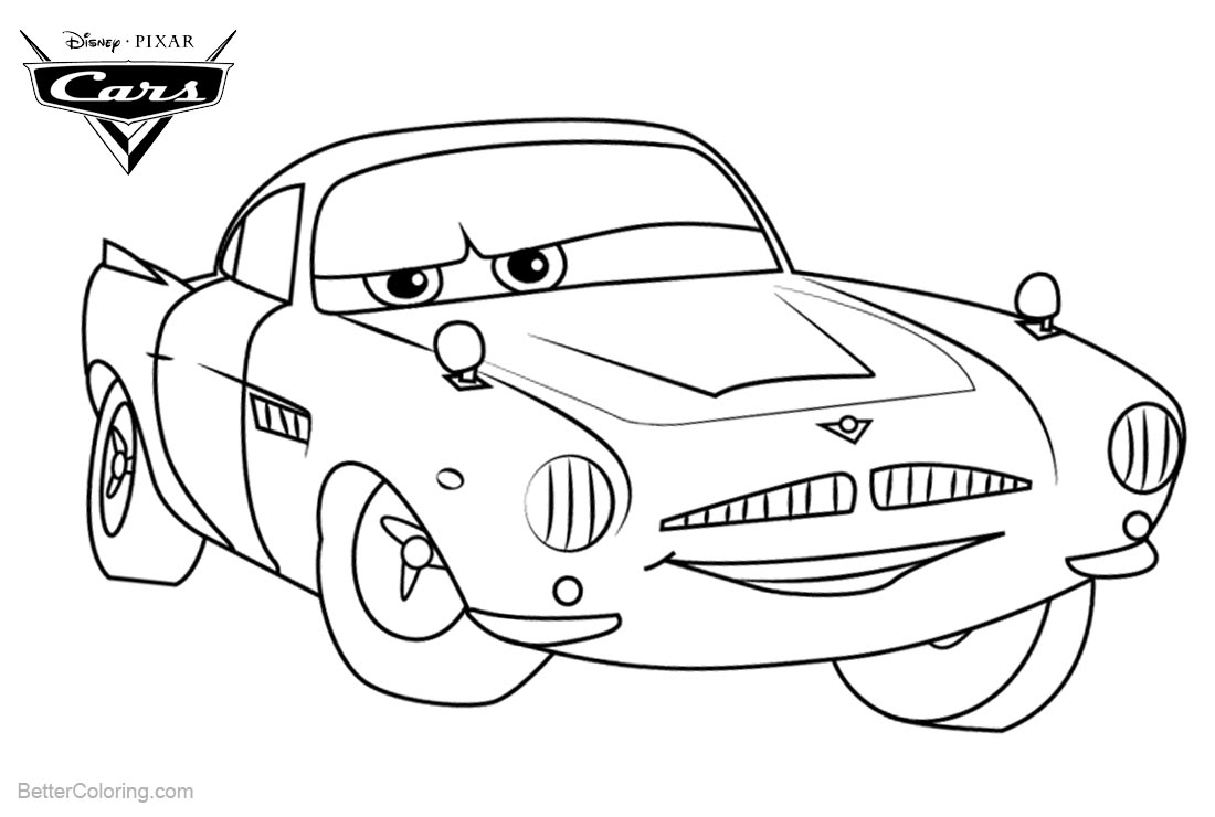 Cars Pixar Coloring Pages Finn McMissile printable for free