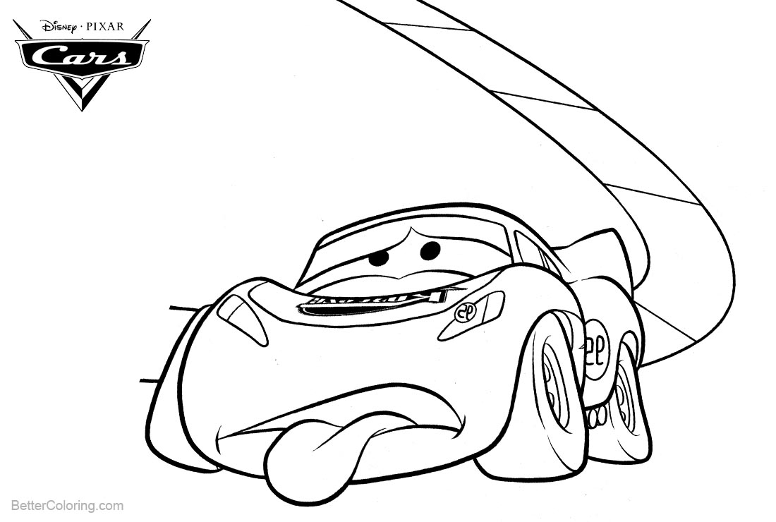 Cars Pixar Coloring Pages Funny Lighting McQueen printable for free
