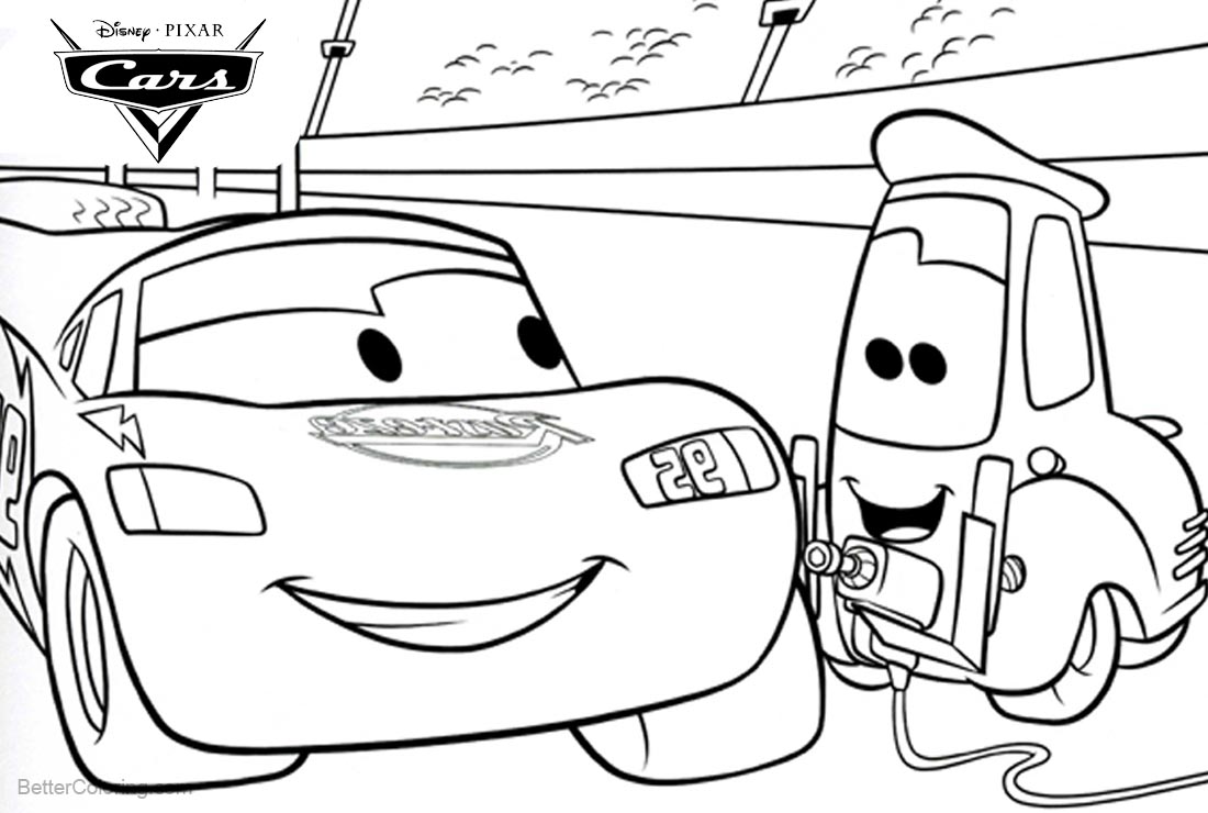 Download Cars Pixar Coloring Pages Lightning McQueen Lineart - Free ...