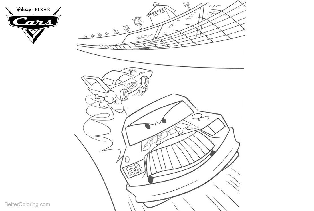 Cars Pixar Coloring Pages Lightning McQueen Racing printable for free