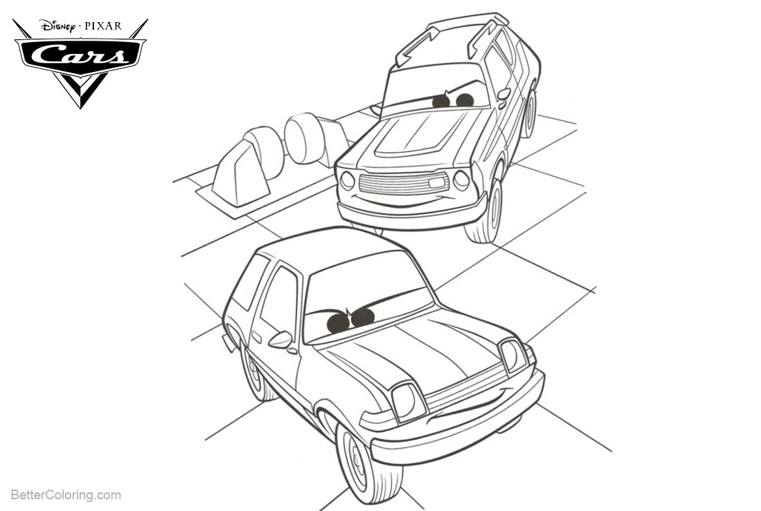 Cars Pixar Coloring Pages Two Cars printable for free