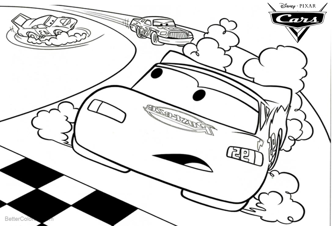 Download Cars Pixar Lightning McQueen Coloring Pages Racing Line ...