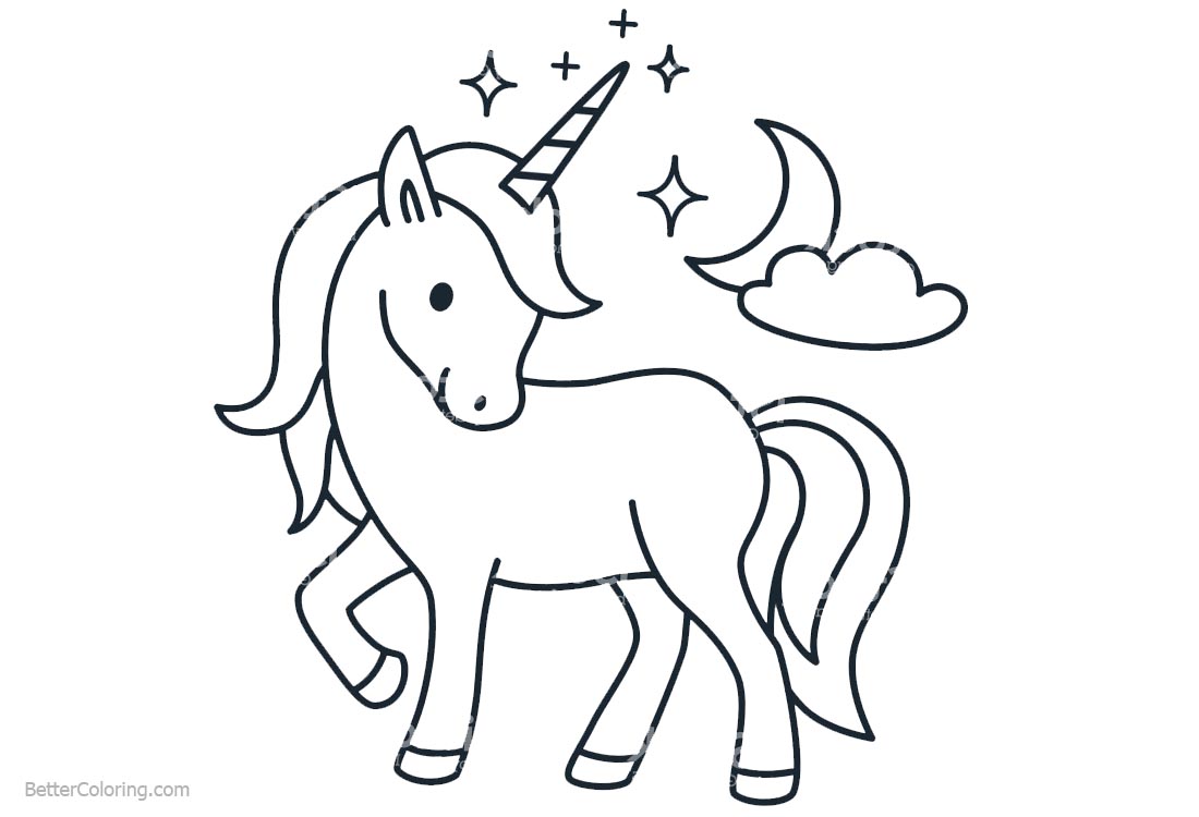 Cartoon Chibi Unicorn Coloring Pages printable for free