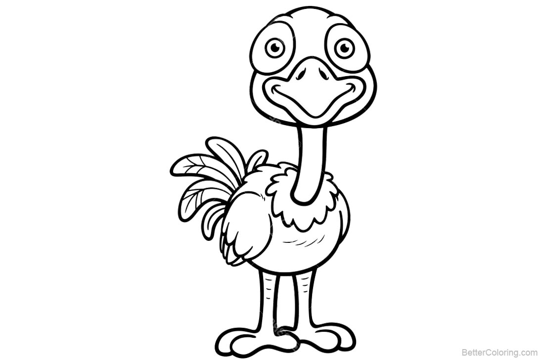 Cartoon Ostrich Coloring Pages printable for free