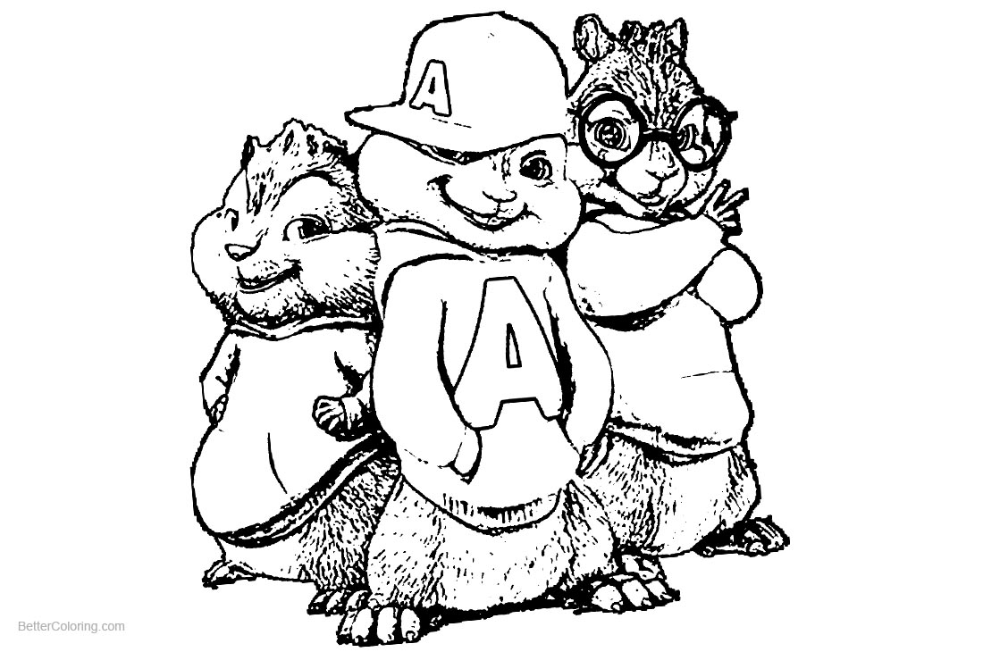 Characters from Alvin and The Chipmunks Coloring Pages printable for free