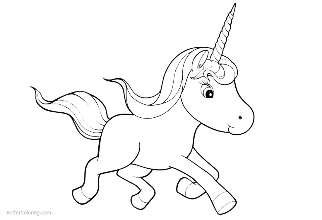 Chibi Cartoon Unicorn Coloring Pages - Free Printable Coloring Pages