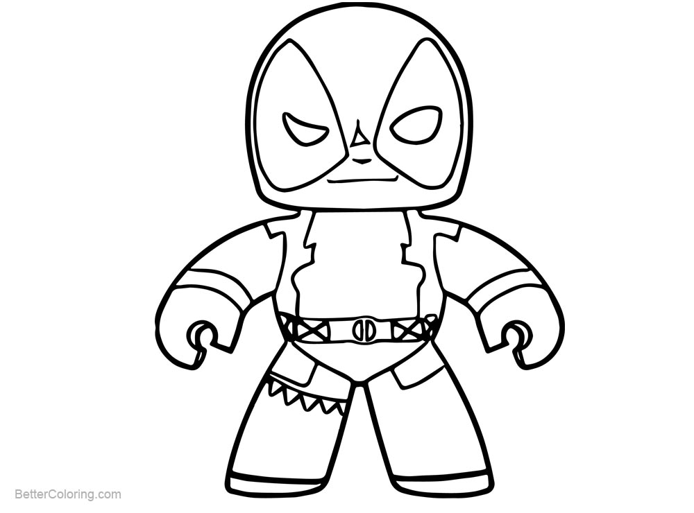 Free Chibi Deadpool Coloring Pages Outline Drawing printable