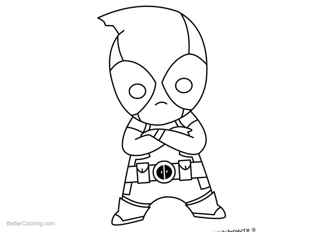 Free Chibi Deadpool Coloring Pages from Marvel Comics printable
