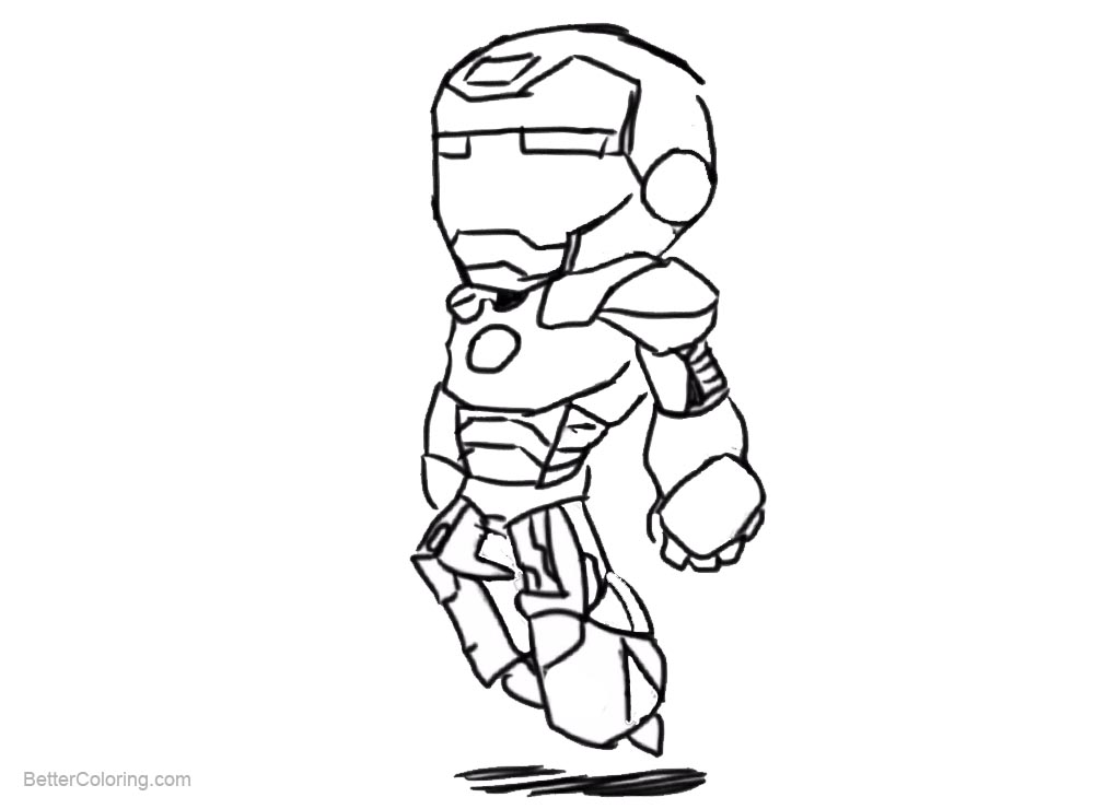 Free Chibi Iron Man Coloring Pages Flying Clipart printable