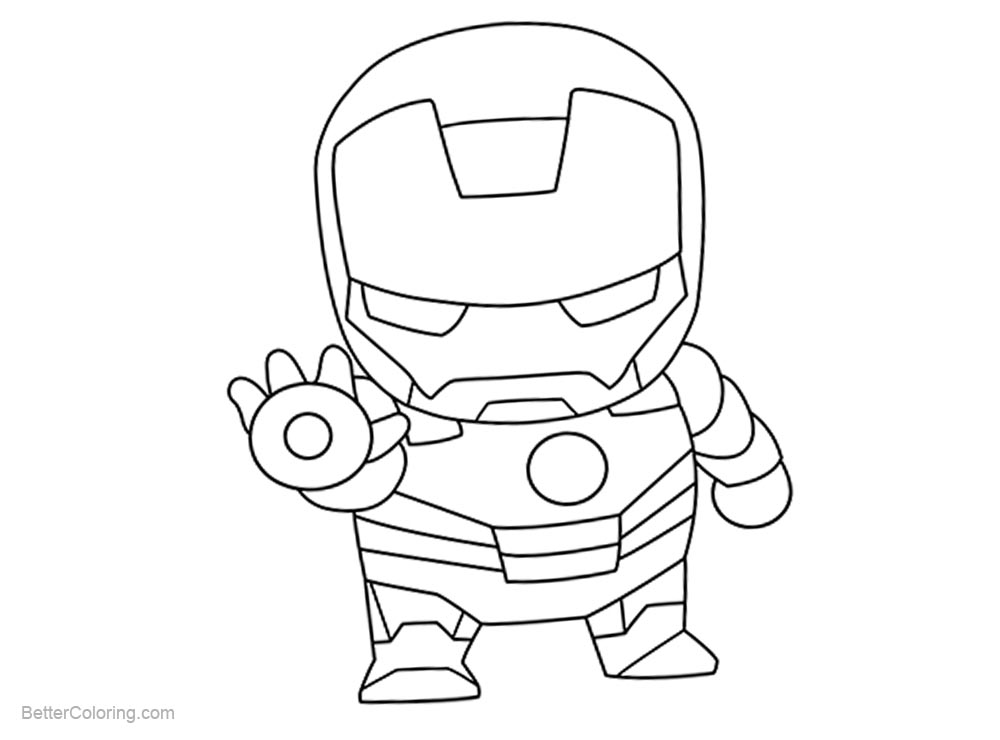 Free Chibi Iron Man Coloring Pages Lineart printable