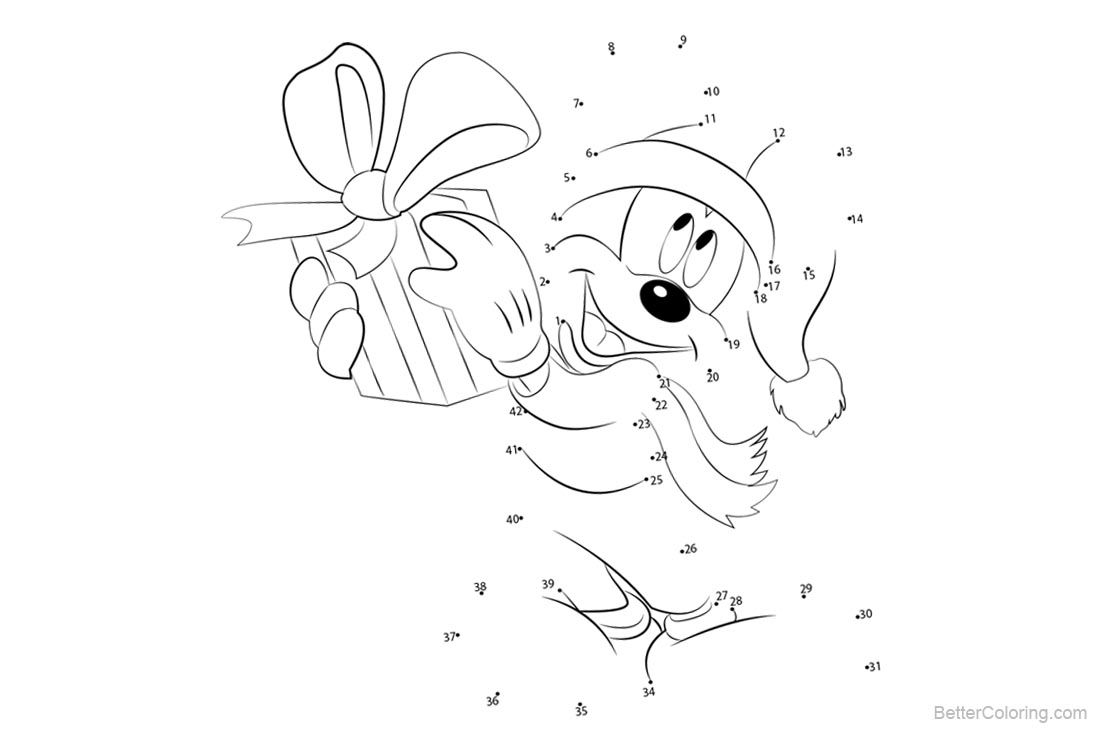 Christmas Disney Coloring Pages Connect Dots Activity printable for free
