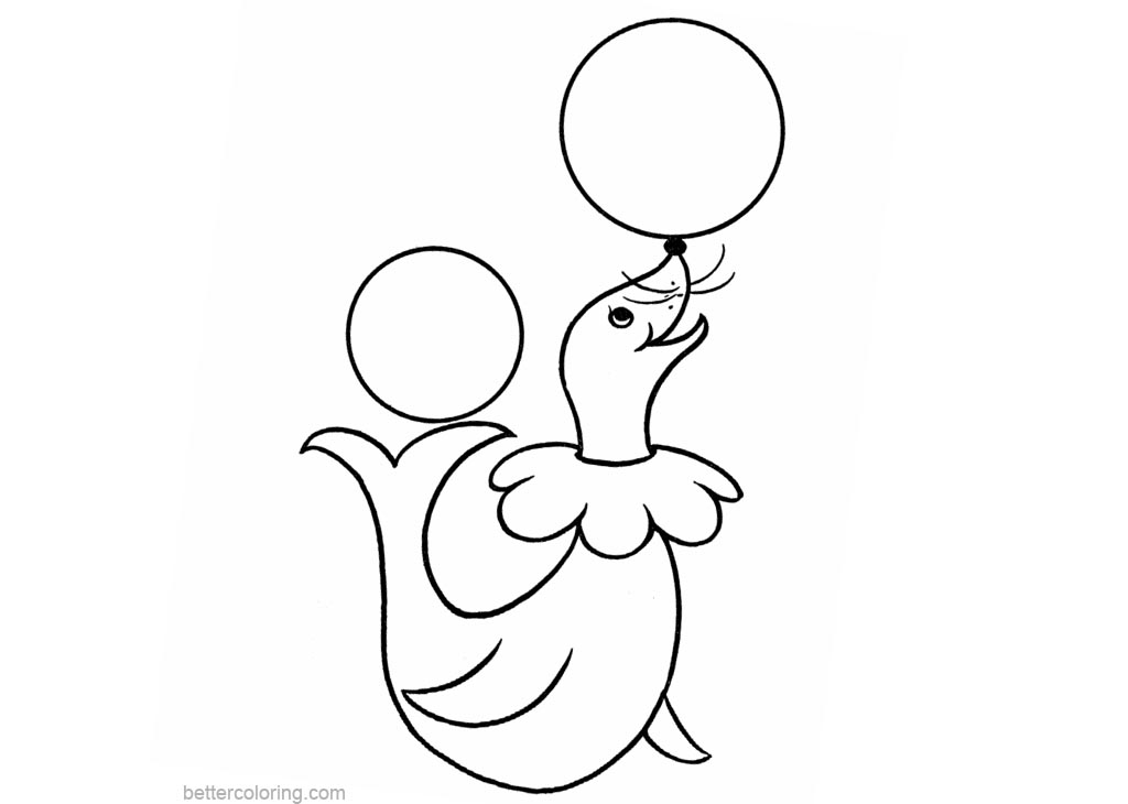 Free Circus Coloring Pages Seal printable