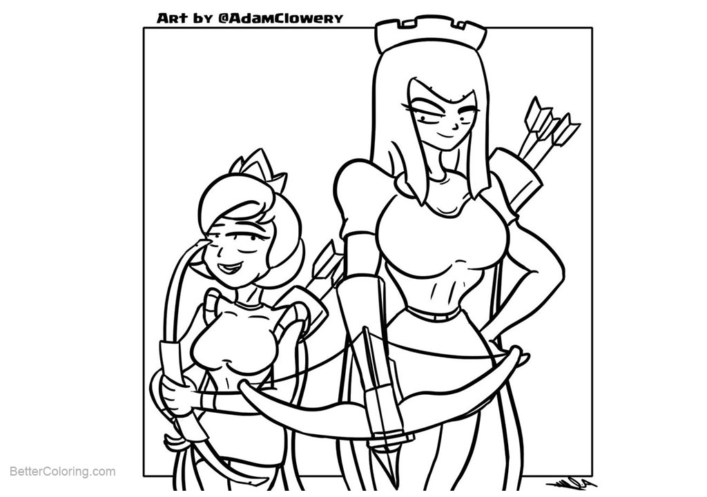 Free Clash Royale Coloring Pages Archer Queen and Princess printable