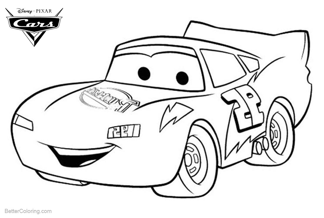 Coloring Pages of Cars Pixar Lightning McQueen printable for free