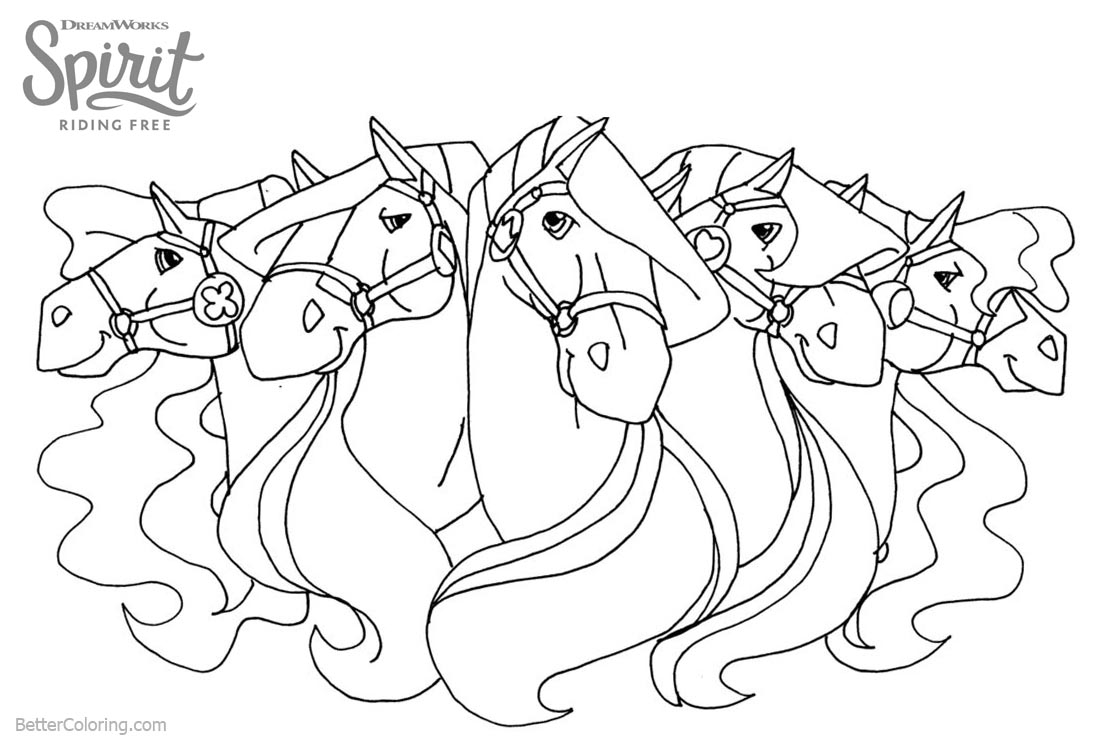 Coloring Pages of Spirit Riding Free Horses Free