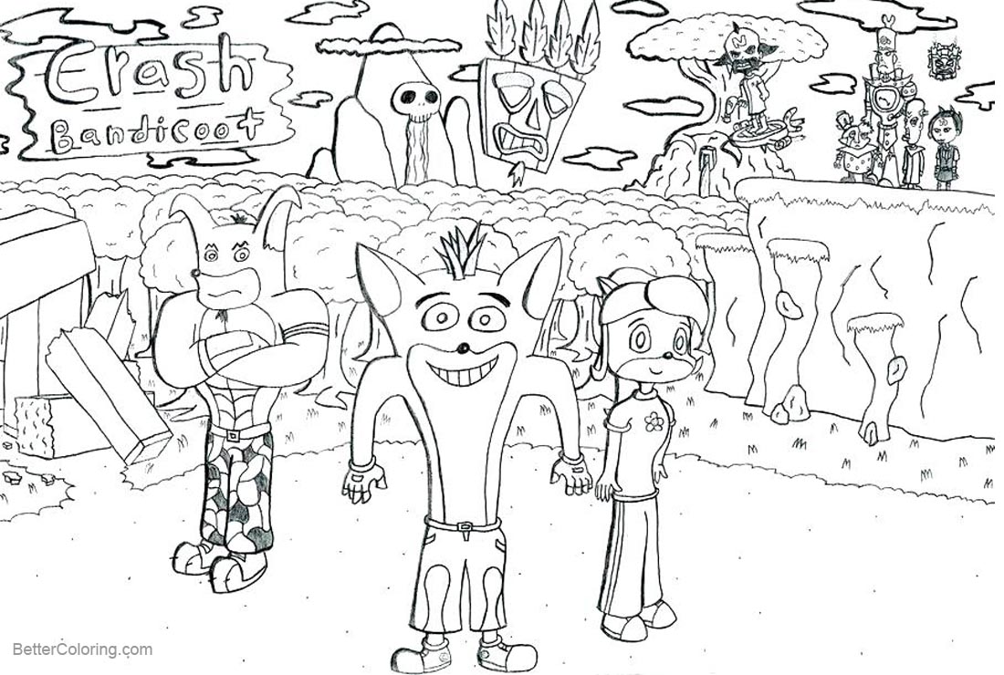 Free Crash Bandicoot Coloring Pages Characters printable