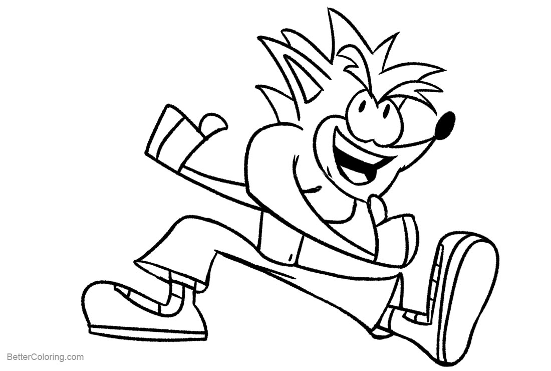 Free Crash Bandicoot Coloring Pages Fighting printable