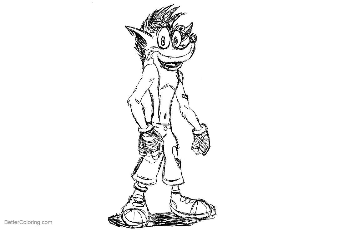 Free Crash Bandicoot Coloring Pages Rough Drawing by crashlegend25 printable