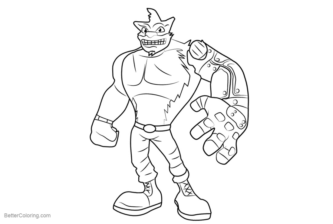 Free Crunch from Crash Bandicoot Coloring Pages printable